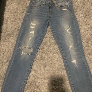 American Eagle Outfitters Light Blue Ripped Skinny Jeans